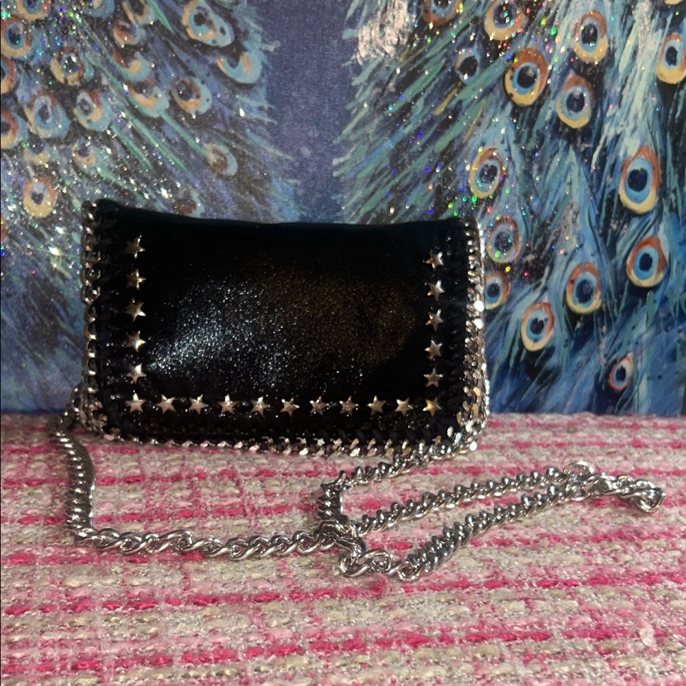 Black and Silver Metal Star Shoulder Bag or Clutch